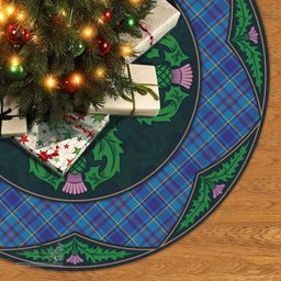 ScotsTee Shop Scottish Mercer Modern Clan Scottish Thistle Flower Round Leaf Tartan Christmas Tree Skirt