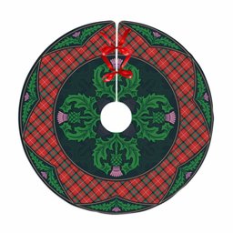ScotsTee Shop Scottish Stuart of Bute Clan Scottish Thistle Flower Round Leaf Tartan Christmas Tree Skirt