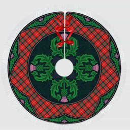 ScotsTee Shop Scottish Stuart of Bute Clan Scottish Thistle Flower Round Leaf Tartan Christmas Tree Skirt