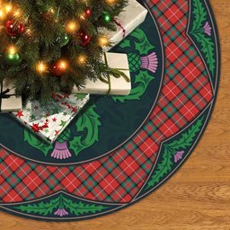 ScotsTee Shop Scottish Stuart of Bute Clan Scottish Thistle Flower Round Leaf Tartan Christmas Tree Skirt