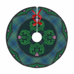ScotsTee Shop Scottish Oliphant Ancient Clan Scottish Thistle Flower Round Leaf Tartan Christmas Tree Skirt