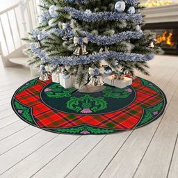 ScotsTee Shop Scottish Munro Modern Clan Scottish Thistle Flower Round Leaf Tartan Christmas Tree Skirt