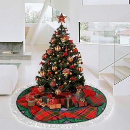 ScotsTee Shop Scottish Munro Modern Clan Scottish Thistle Flower Round Leaf Tartan Christmas Tree Skirt