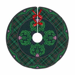 ScotsTee Shop Scottish Ross Hunting Modern Clan Scottish Thistle Flower Round Leaf Tartan Christmas Tree Skirt