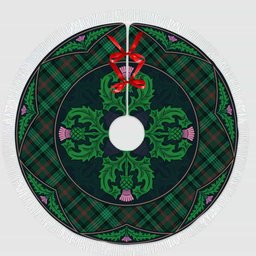 ScotsTee Shop Scottish Ross Hunting Modern Clan Scottish Thistle Flower Round Leaf Tartan Christmas Tree Skirt