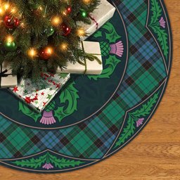ScotsTee Shop Scottish Stewart Old Ancient Clan Scottish Thistle Flower Round Leaf Tartan Christmas Tree Skirt