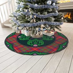 ScotsTee Shop Scottish Shaw Red Modern Clan Scottish Thistle Flower Round Leaf Tartan Christmas Tree Skirt