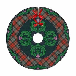 ScotsTee Shop Scottish MacLachlan Weathered Clan Scottish Thistle Flower Round Leaf Tartan Christmas Tree Skirt