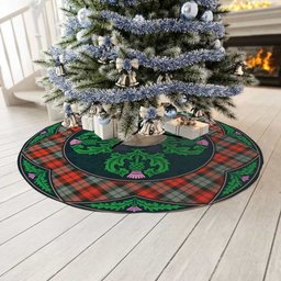 ScotsTee Shop Scottish MacLachlan Weathered Clan Scottish Thistle Flower Round Leaf Tartan Christmas Tree Skirt