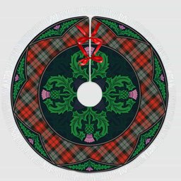 ScotsTee Shop Scottish MacLachlan Weathered Clan Scottish Thistle Flower Round Leaf Tartan Christmas Tree Skirt