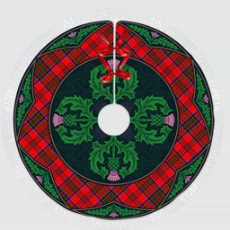 ScotsTee Shop Scottish MacKillop Clan Scottish Thistle Flower Round Leaf Tartan Christmas Tree Skirt