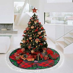 ScotsTee Shop Scottish MacKillop Clan Scottish Thistle Flower Round Leaf Tartan Christmas Tree Skirt