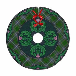 ScotsTee Shop Scottish Pringle Clan Scottish Thistle Flower Round Leaf Tartan Christmas Tree Skirt