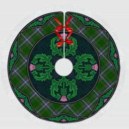 ScotsTee Shop Scottish Pringle Clan Scottish Thistle Flower Round Leaf Tartan Christmas Tree Skirt