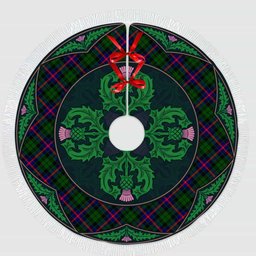 ScotsTee Shop Scottish Morrison Modern Clan Scottish Thistle Flower Round Leaf Tartan Christmas Tree Skirt