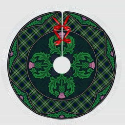 ScotsTee Shop Scottish Tweedside District Clan Scottish Thistle Flower Round Leaf Tartan Christmas Tree Skirt
