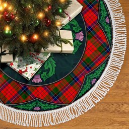 ScotsTee Shop Scottish Nicolson Modern Clan Scottish Thistle Flower Round Leaf Tartan Christmas Tree Skirt