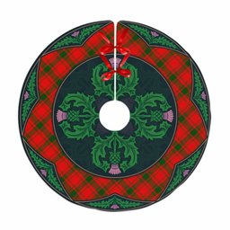 ScotsTee Shop Scottish MacQuarrie Modern Clan Scottish Thistle Flower Round Leaf Tartan Christmas Tree Skirt