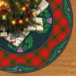 ScotsTee Shop Scottish MacQuarrie Modern Clan Scottish Thistle Flower Round Leaf Tartan Christmas Tree Skirt