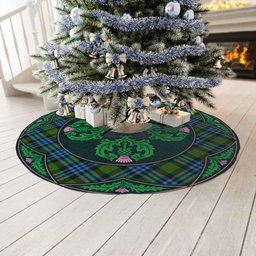 ScotsTee Shop Scottish Newlands of Lauriston Clan Scottish Thistle Flower Round Leaf Tartan Christmas Tree Skirt