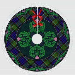 ScotsTee Shop Scottish Newman Clan Scottish Thistle Flower Round Leaf Tartan Christmas Tree Skirt