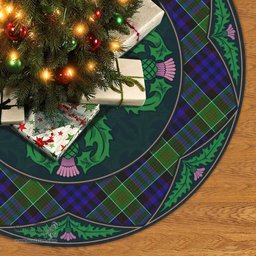 ScotsTee Shop Scottish Newman Clan Scottish Thistle Flower Round Leaf Tartan Christmas Tree Skirt