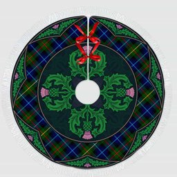 ScotsTee Shop Scottish Smith Modern Clan Scottish Thistle Flower Round Leaf Tartan Christmas Tree Skirt