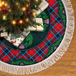 ScotsTee Shop Scottish MacTavish Modern Clan Scottish Thistle Flower Round Leaf Tartan Christmas Tree Skirt