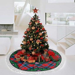 ScotsTee Shop Scottish MacTavish Modern Clan Scottish Thistle Flower Round Leaf Tartan Christmas Tree Skirt
