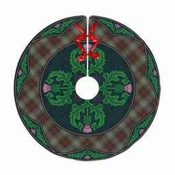 ScotsTee Shop Scottish Scott Brown Ancient Clan Scottish Thistle Flower Round Leaf Tartan Christmas Tree Skirt