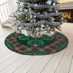 ScotsTee Shop Scottish Scott Brown Ancient Clan Scottish Thistle Flower Round Leaf Tartan Christmas Tree Skirt