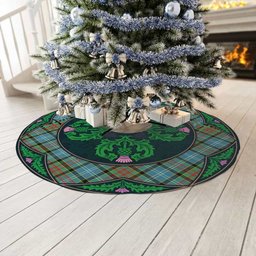 ScotsTee Shop Scottish Paisley District Clan Scottish Thistle Flower Round Leaf Tartan Christmas Tree Skirt