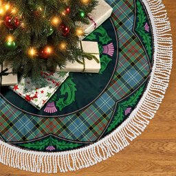 ScotsTee Shop Scottish Paisley District Clan Scottish Thistle Flower Round Leaf Tartan Christmas Tree Skirt