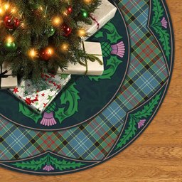 ScotsTee Shop Scottish Paisley District Clan Scottish Thistle Flower Round Leaf Tartan Christmas Tree Skirt