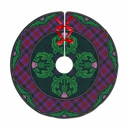 ScotsTee Shop Scottish Montgomery Modern Clan Scottish Thistle Flower Round Leaf Tartan Christmas Tree Skirt