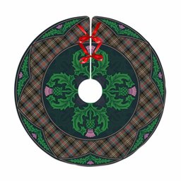 ScotsTee Shop Scottish Sutherland Weathered Clan Scottish Thistle Flower Round Leaf Tartan Christmas Tree Skirt