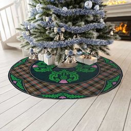 ScotsTee Shop Scottish Sutherland Weathered Clan Scottish Thistle Flower Round Leaf Tartan Christmas Tree Skirt