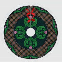ScotsTee Shop Scottish Sutherland Weathered Clan Scottish Thistle Flower Round Leaf Tartan Christmas Tree Skirt