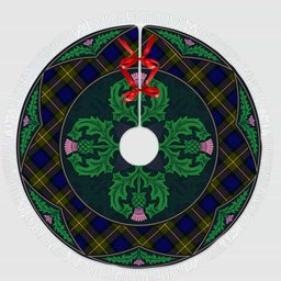 ScotsTee Shop Scottish More (Muir) Clan Scottish Thistle Flower Round Leaf Tartan Christmas Tree Skirt