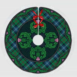 ScotsTee Shop Scottish Urquhart Ancient Clan Scottish Thistle Flower Round Leaf Tartan Christmas Tree Skirt