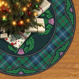 ScotsTee Shop Scottish Urquhart Ancient Clan Scottish Thistle Flower Round Leaf Tartan Christmas Tree Skirt