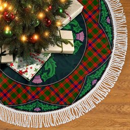 ScotsTee Shop Scottish Skene Modern Clan Scottish Thistle Flower Round Leaf Tartan Christmas Tree Skirt