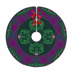 ScotsTee Shop Scottish Wardlaw Modern Clan Scottish Thistle Flower Round Leaf Tartan Christmas Tree Skirt