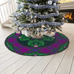 ScotsTee Shop Scottish Wardlaw Modern Clan Scottish Thistle Flower Round Leaf Tartan Christmas Tree Skirt