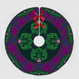 ScotsTee Shop Scottish Wardlaw Modern Clan Scottish Thistle Flower Round Leaf Tartan Christmas Tree Skirt