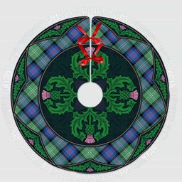 ScotsTee Shop Scottish Sutherland Old Ancient Clan Scottish Thistle Flower Round Leaf Tartan Christmas Tree Skirt