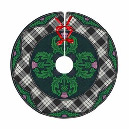 ScotsTee Shop Scottish MacFarlane Black & White Ancient Clan Scottish Thistle Flower Round Leaf Tartan Christmas Tree Skirt