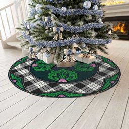 ScotsTee Shop Scottish MacFarlane Black & White Ancient Clan Scottish Thistle Flower Round Leaf Tartan Christmas Tree Skirt