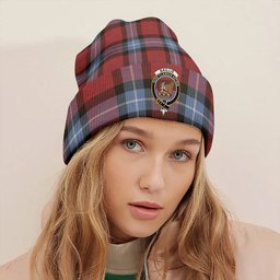 ScotsTee Shop Scottish Baillie of Polkemmet Red Weathered Clan Crest Tartan Plaid Knit Beanie