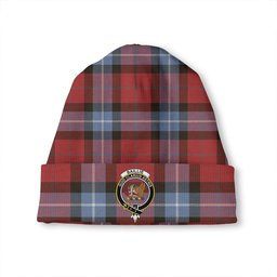 ScotsTee Shop Scottish Baillie of Polkemmet Red Weathered Clan Crest Tartan Plaid Knit Beanie